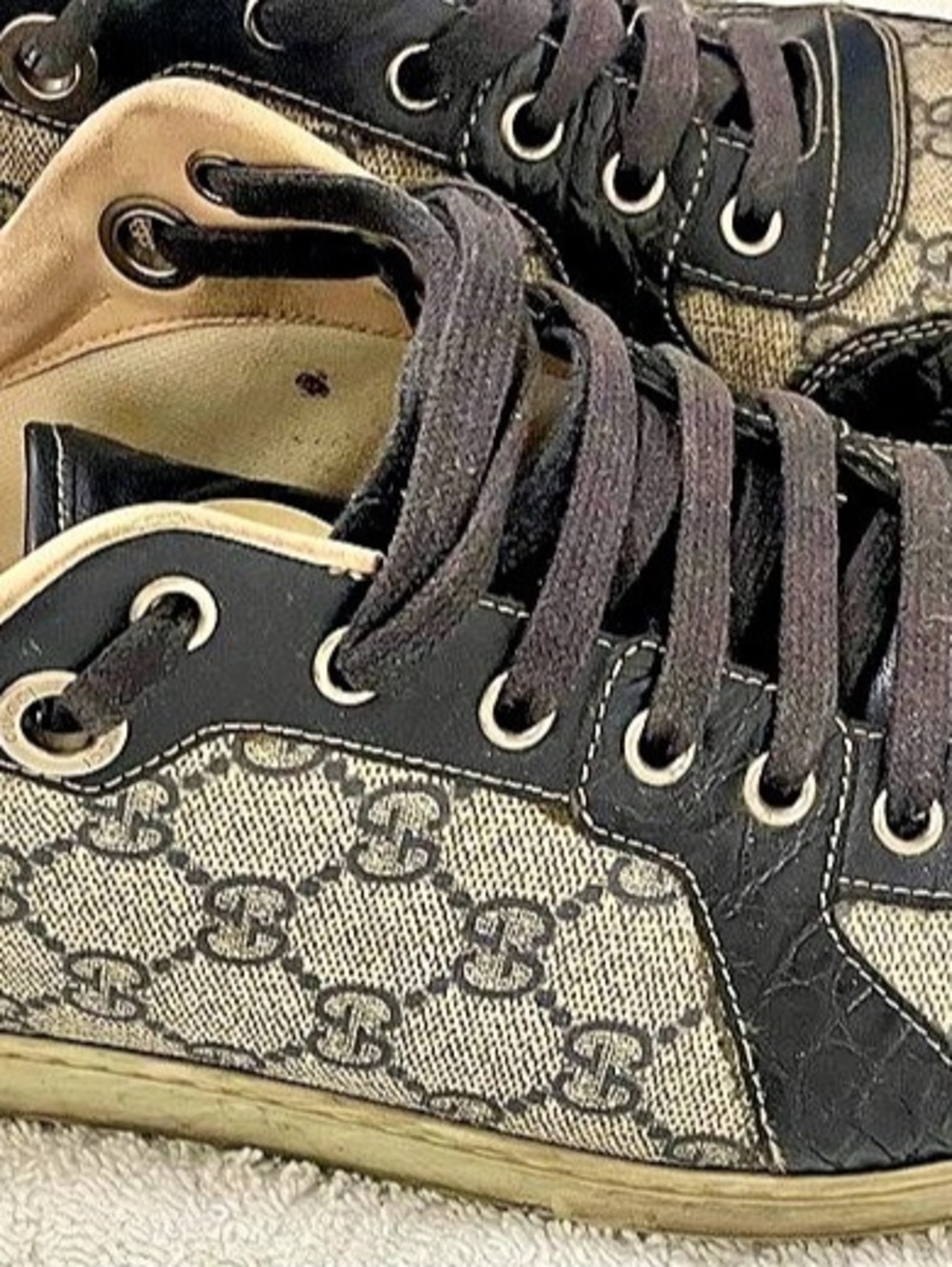 Gucci Monogram Sneakers in Blue & Black US 11.5 -Snakeskin